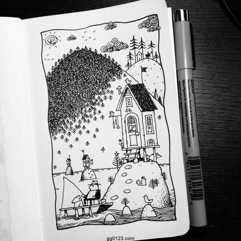 插画师 Dave Garbot  线条撑起的童趣世界 作品集插图2